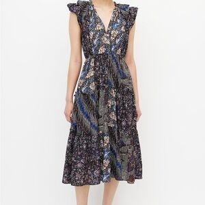 ULLA JOHNSON FLORAL BATIK PATCHWORK MIDI DRESS NWOT SIZE 0 $625